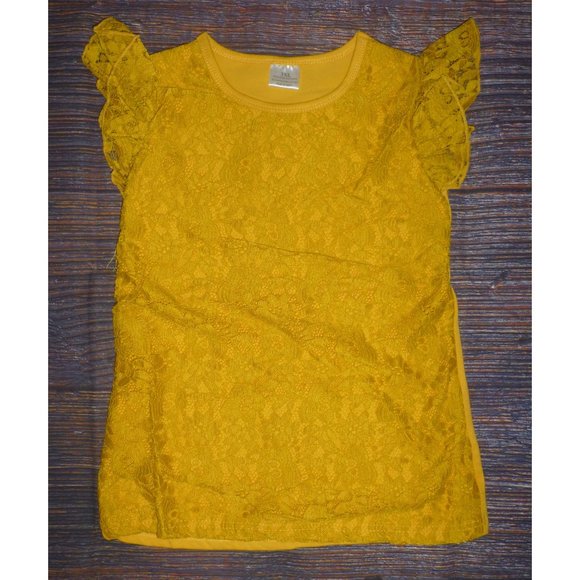 Other - Boutique Yellow Lace Ruffle Sleeve Girls Shirt